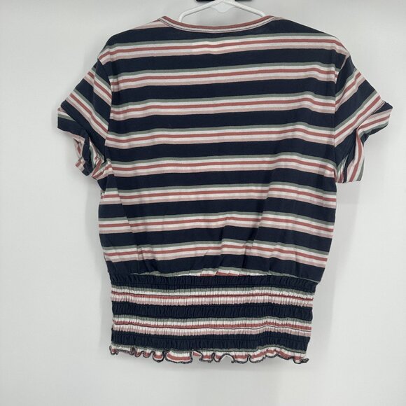 Abercrombie Kids T-shirt Stripe Short‎ Sleeve Smocked bottom Size 9/10 - Picture 2 of 4